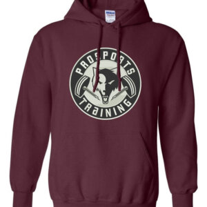 An image of a maroon Pro Sports Training hoodie